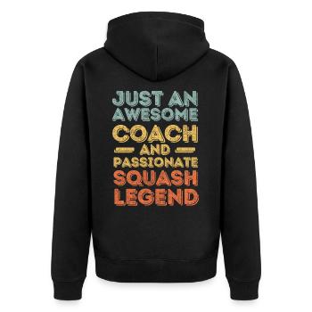Coach Squash retro - Unisex Premium Organic Zip Hoodie - black - Back - Nico (187cm)