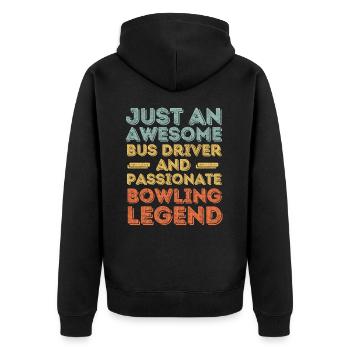 Busfahrer Bowling retro - Unisex Premium Bio Zip Hoodie - Schwarz - Hinten - Nico (187cm)