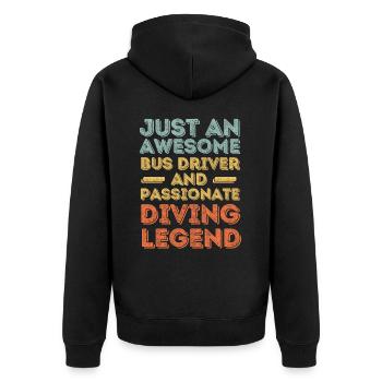 Busfahrer Tauchen retro - Unisex Premium Bio Zip Hoodie - Schwarz - Hinten - Nico (187cm)