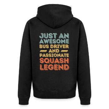 Bus driver squash retro - Unisex Premium Organic Zip Hoodie - black - Back - Nico (187cm)