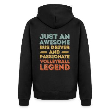 Bus driver volleyball retro - Unisex Premium Organic Zip Hoodie - black - Back - Nico (187cm)