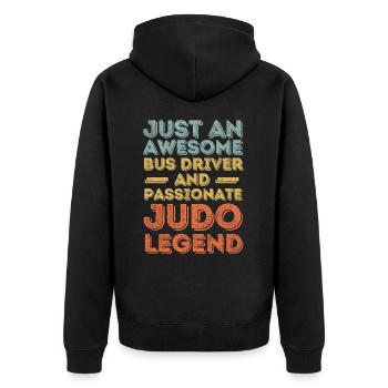 Bus driver Judo retro - Unisex Premium Organic Zip Hoodie - black - Back - Nico (187cm)
