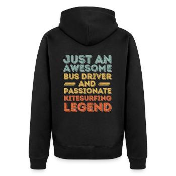 Bus driver kitesurfing retro - Unisex Premium Organic Zip Hoodie - black - Back - Nico (187cm)