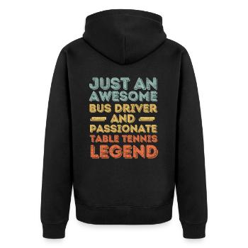 Bus driver table tennis retro - Unisex Premium Organic Zip Hoodie - black - Back - Nico (187cm)
