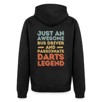 Bus driver Darts retro - Unisex Premium Organic Zip Hoodie - black - Back - Nico (187cm)