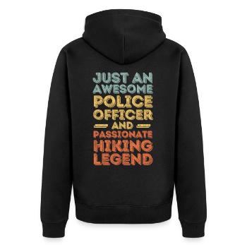 Policeman hiking retro - Unisex Premium Organic Zip Hoodie - black - Back - Nico (187cm)
