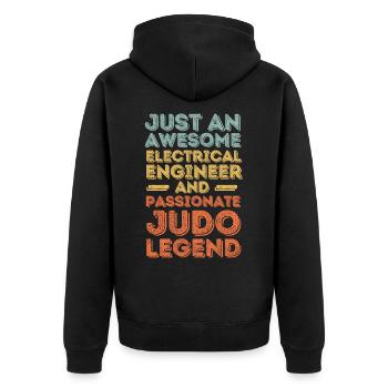 Electrical Engineer Judo retro - Unisex Premium Organic Zip Hoodie - black - Back - Nico (187cm)