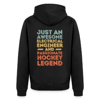 Electrical Engineer Hockey retro - Unisex Premium Organic Zip Hoodie - black - Back - Nico (187cm)