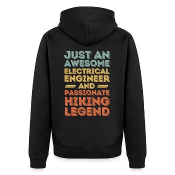 Electrical Engineer Hiking retro - Unisex Premium Organic Zip Hoodie - black - Back - Nico (187cm)