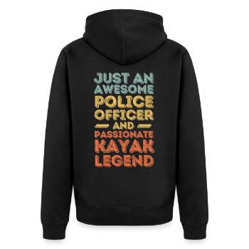 Polizist Kayak fahren retro - Unisex Premium Bio Zip Hoodie - Schwarz - Hinten - Nico (187cm)