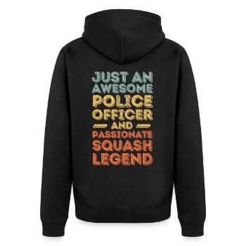 Policeman Squash retro - Unisex Premium Organic Zip Hoodie - black - Back - Nico (187cm)