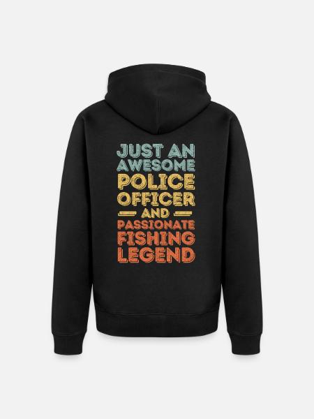 Policeman fishing retro - Unisex Premium Organic Zip Hoodie - black