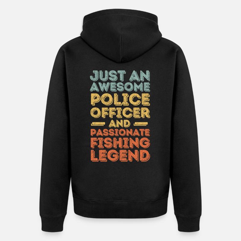 Policier pêche rétro - Veste à capuche bio Premium Unisexe - noir