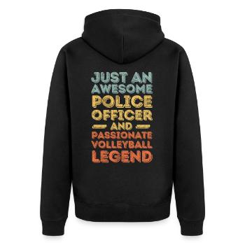 Policeman Volleyball retro - Unisex Premium Organic Zip Hoodie - black - Back - Nico (187cm)