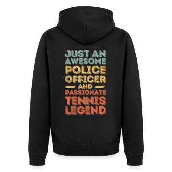 Policeman Tennis retro - Unisex Premium Organic Zip Hoodie - black - Back - Nico (187cm)