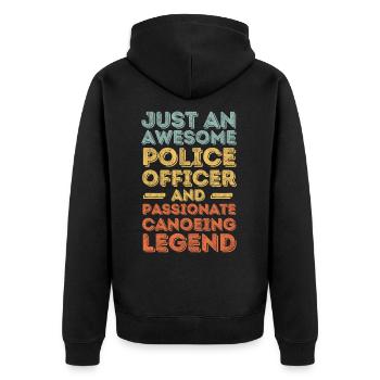 Policeman canoe retro - Unisex Premium Organic Zip Hoodie - black - Back - Nico (187cm)