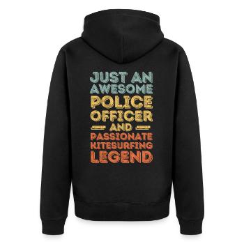 Policeman Kitesurfing retro - Unisex Premium Organic Zip Hoodie - black - Back - Nico (187cm)