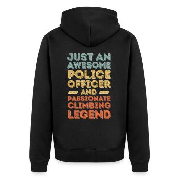 Polizist Klettern retro - Unisex Premium Bio Zip Hoodie - Schwarz - Hinten - Nico (187cm)