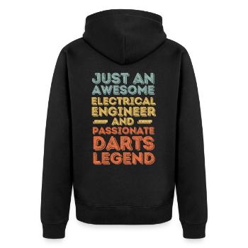 Electrical Engineer Darts retro - Unisex Premium Organic Zip Hoodie - black - Back - Nico (187cm)