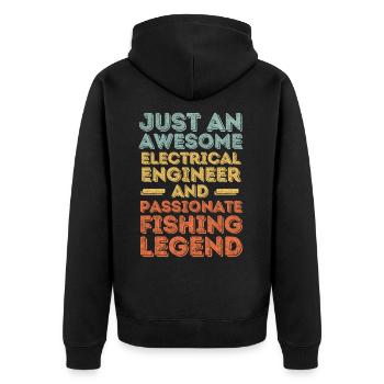Electrical engineer fishing retro - Unisex Premium Organic Zip Hoodie - black - Back - Nico (187cm)