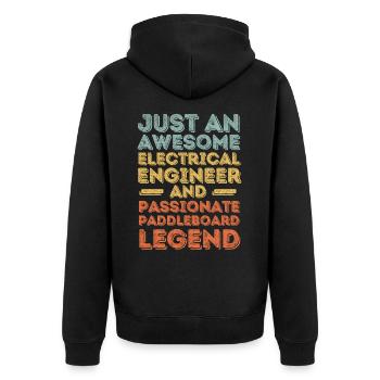 Elektroingenieur Paddleboard retro - Unisex Premium Bio Zip Hoodie - Schwarz - Hinten - Nico (187cm)