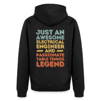 Electrical engineer table tennis retro - Unisex Premium Organic Zip Hoodie - black - Back - Nico (187cm)