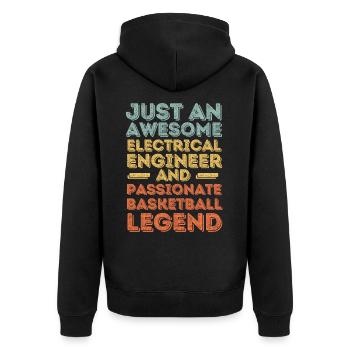 Electrical Engineer Basketball retro - Unisex Premium Organic Zip Hoodie - black - Back - Nico (187cm)