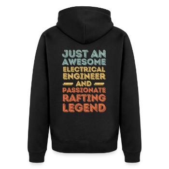 Elektroingenieur Rafting retro - Unisex Premium Bio Zip Hoodie - Schwarz - Hinten - Nico (187cm)