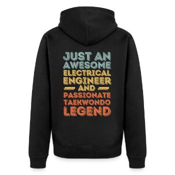 Electrical engineer Taekwondo retro - Unisex Premium Organic Zip Hoodie - black - Back - Nico (187cm)