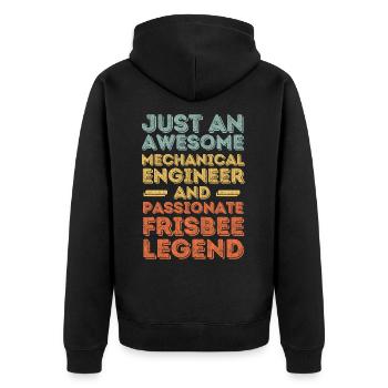 Mechanical Engineer Frisbee retro - Unisex Premium Organic Zip Hoodie - black - Back - Nico (187cm)