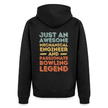 Maschinenbauingenieur Bowling retro - Unisex Premium Bio Zip Hoodie - Schwarz - Hinten - Nico (187cm)