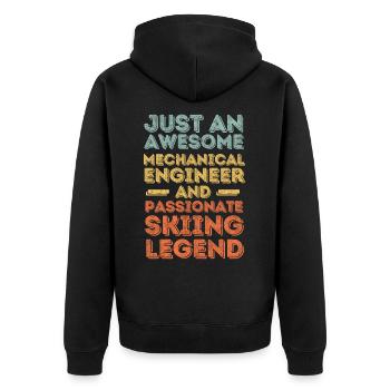 Mechanical Engineer Ski retro - Unisex Premium Organic Zip Hoodie - black - Back - Nico (187cm)