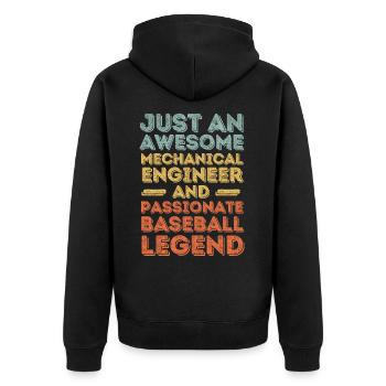 Maschinenbauingenieur Baseball retro - Unisex Premium Bio Zip Hoodie - Schwarz - Hinten - Nico (187cm)