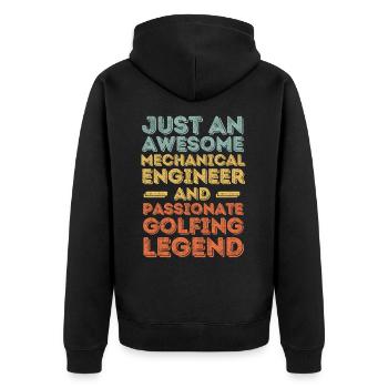 Maschinenbauingenieur Golfen retro - Unisex Premium Bio Zip Hoodie - Schwarz - Hinten - Nico (187cm)
