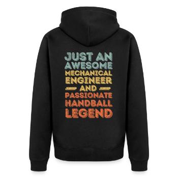 Mechanical Engineer Handball retro - Unisex Premium Organic Zip Hoodie - black - Back - Nico (187cm)