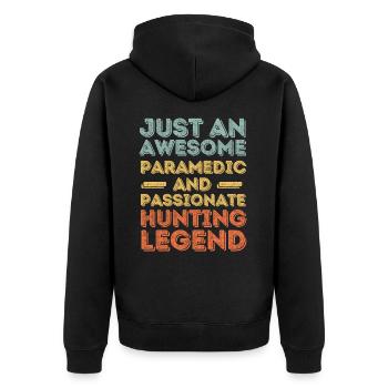 Paramedic hunting retro - Unisex Premium Organic Zip Hoodie - black - Back - Nico (187cm)