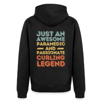 Paramedic Curling retro - Unisex Premium Organic Zip Hoodie - black - Back - Nico (187cm)