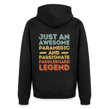 Sanitäter Paddleboard retro - Unisex Premium Bio Zip Hoodie - Schwarz - Hinten - Nico (187cm)
