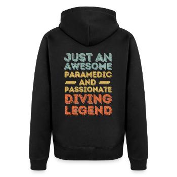 Paramedic diving retro - Unisex Premium Organic Zip Hoodie - black - Back - Nico (187cm)
