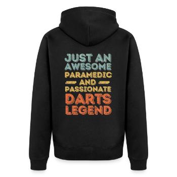 Paramedic Darts retro - Unisex Premium Organic Zip Hoodie - black - Back - Nico (187cm)