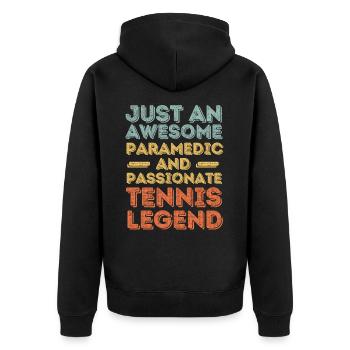 Paramedic Tennis retro - Unisex Premium Organic Zip Hoodie - black - Back - Nico (187cm)
