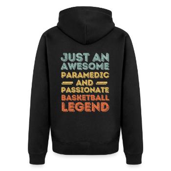 Paramedic Basketball retro - Unisex Premium Organic Zip Hoodie - black - Back - Nico (187cm)