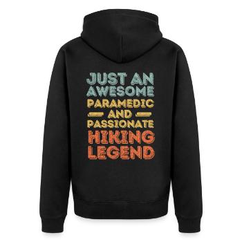 Paramedic hiking retro - Unisex Premium Organic Zip Hoodie - black - Back - Nico (187cm)