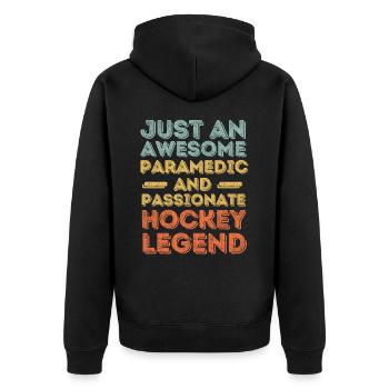 Paramedic Hockey retro - Unisex Premium Organic Zip Hoodie - black - Back - Nico (187cm)