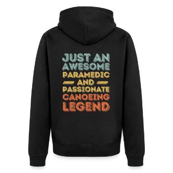 Paramedic canoeing retro - Unisex Premium Organic Zip Hoodie - black - Back - Nico (187cm)