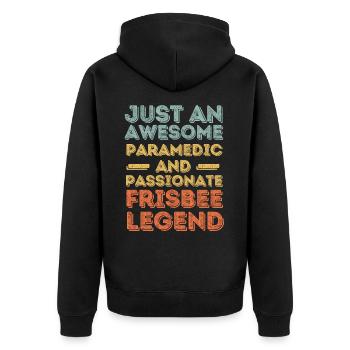 Paramedic Frisbee retro - Unisex Premium Organic Zip Hoodie - black - Back - Nico (187cm)