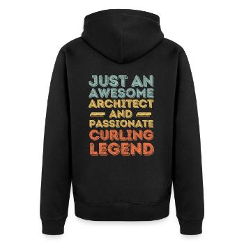 Architekt Curling retro - Unisex Premium Bio Zip Hoodie - Schwarz - Hinten - Nico (187cm)