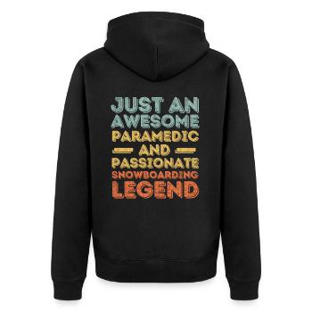 Paramedic Snowboarding retro - Unisex Premium Organic Zip Hoodie - black - Back - Nico (187cm)