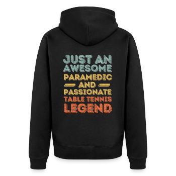 Paramedic table tennis retro - Unisex Premium Organic Zip Hoodie - black - Back - Nico (187cm)
