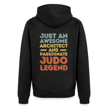 Architect Judo retro - Unisex Premium Organic Zip Hoodie - black - Back - Nico (187cm)